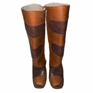 Wide Calf Two-Tone Brown Boots